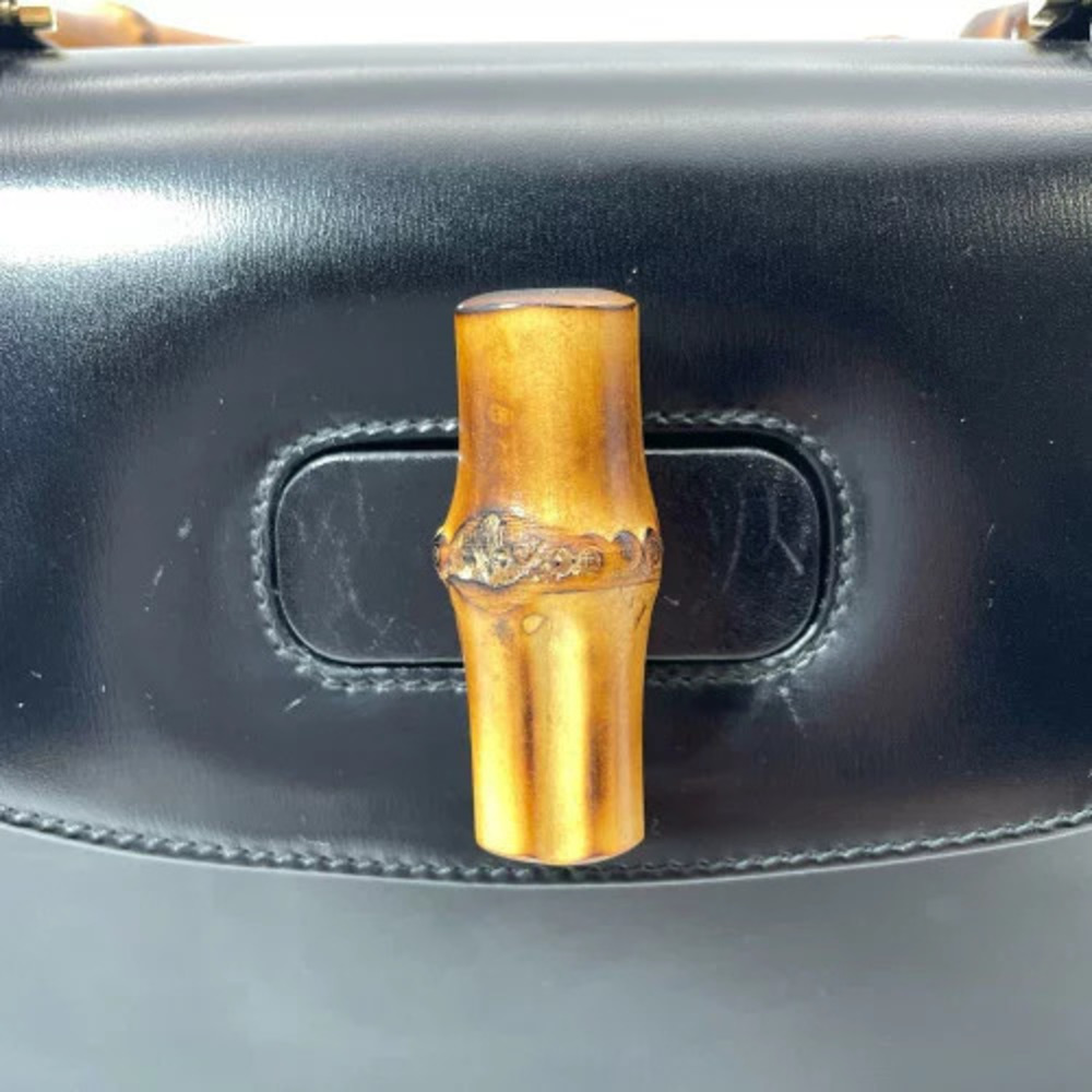 Gucci Bamboo Handbag Leather Black - Picture 7 of 7